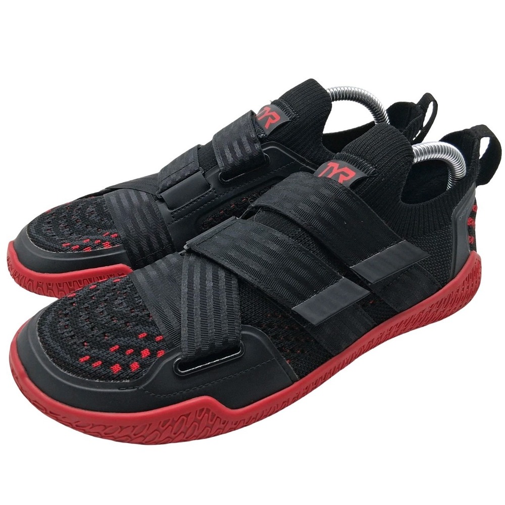 TYR DropZero Lifter Shoes Mens 8 Womens 9.5 Black Red Weightlifting Gym Strap